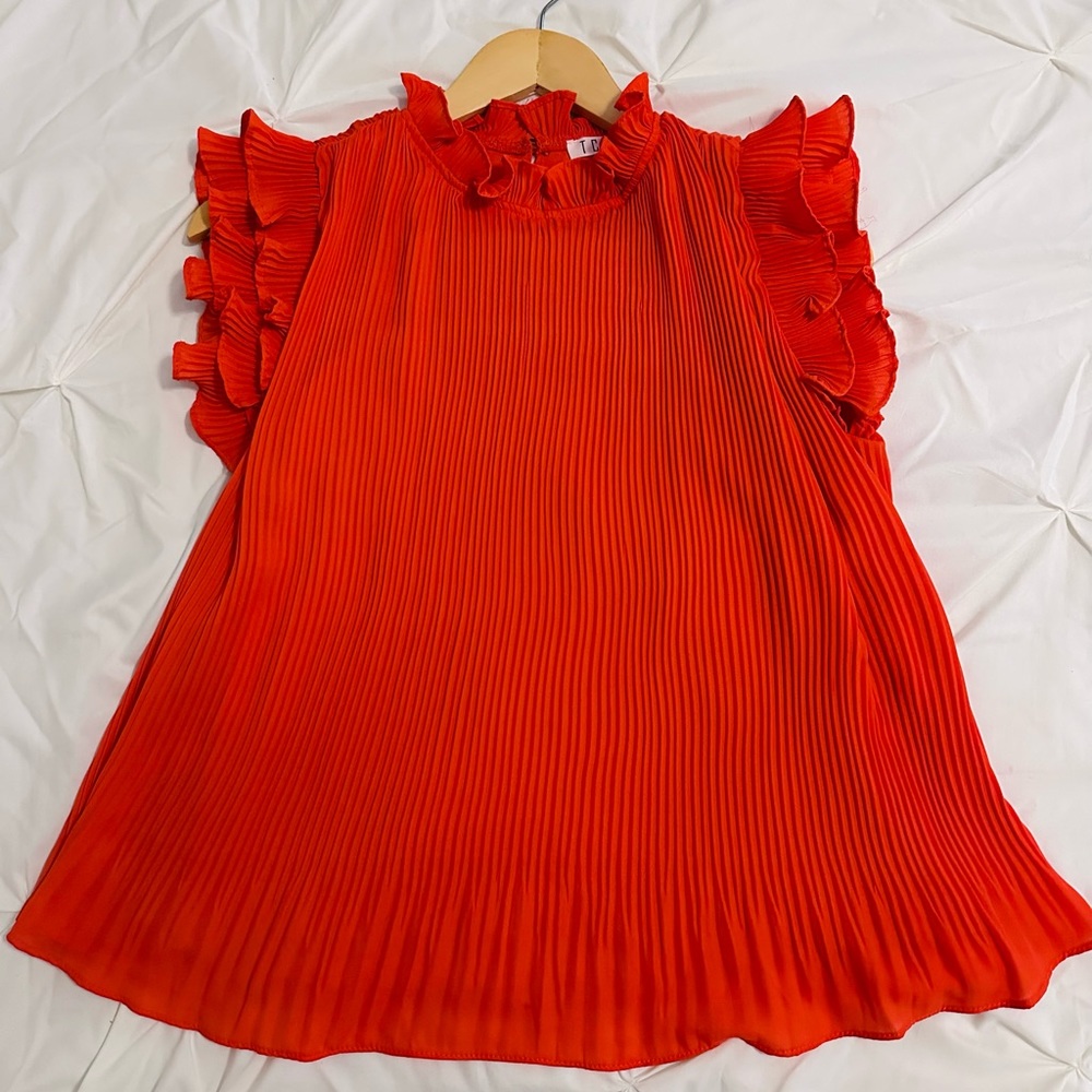 Orange Ruffle Sleeveless Blouse, size S
